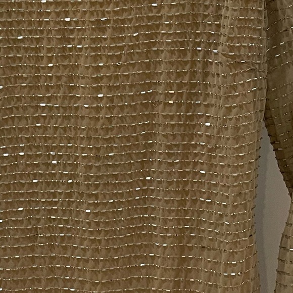 Aidan Mattox Mini Beaded Tan Gold Metallic Dress size 4 Holiday Christmas Party - Picture 7 of 16